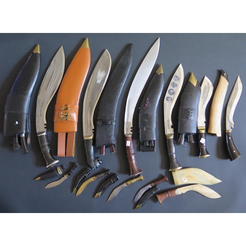 708 - Ten Ornamental Kukri, largest 55cm overall length