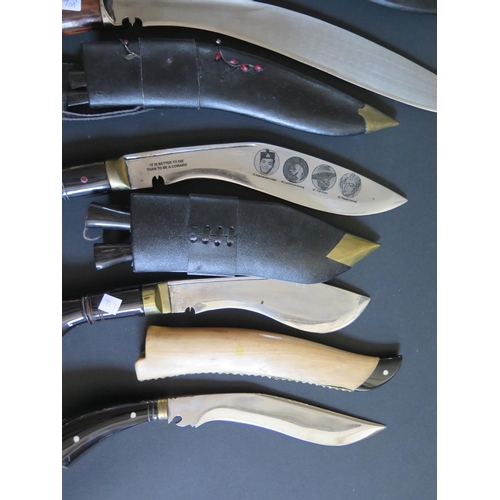 708 - Ten Ornamental Kukri, largest 55cm overall length