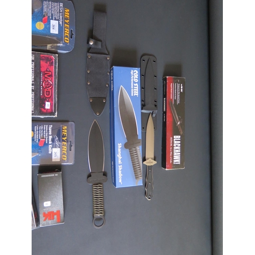 710 - A Meyerco Bush Wege Sheath Knife and Tsavo Neck Knife, A BLACKHAWK! UK-SFK United Kingdom Special Fo... 