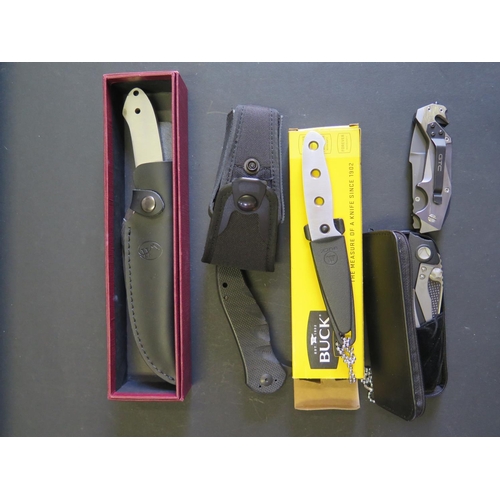 719 - A Maserin Sturm 668 Knife, A Buck Kaala 5996 Fixed Blade Knife and A GTC and Microtec Liner Lock Kni... 