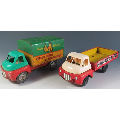 72 - Two Wells Brimtoys Tinplate and Plastic Bedford Trucks 