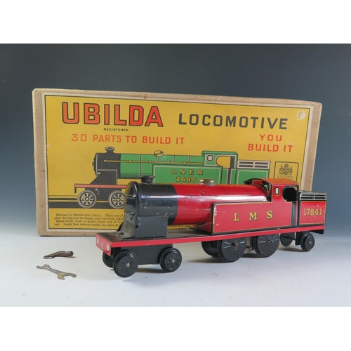 85a - A Chad Valley Ubuilda Clockwork Train in Red 