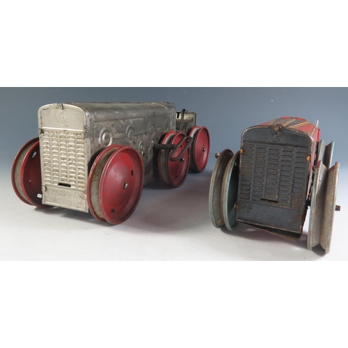 88 - A Scarce Marx Clockwork Tinplate 6 Wheeled Tractor with working motor and one other Marx 4 wheeled t... 