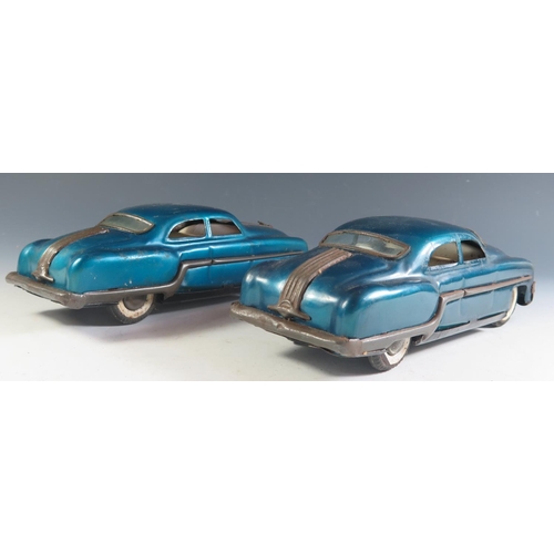 93 - Two Tinplate Minister Delux Buick Roadmaster Friction Cars Made in Japan (25.5cm approx).