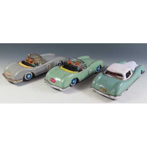 94 - Three Chinese Tinplate Sports Cars (22cm approx.)