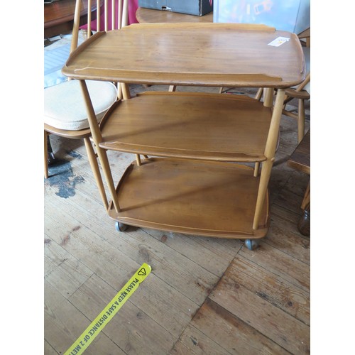 691a - Ercol Windsor Blonde Elm Mid century Drinks Trolley