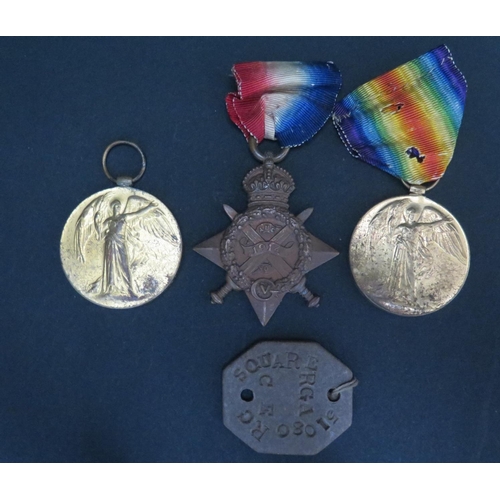 219 - A WWI Victory Medal and 1914 Star awarded to RT2634S-SGT (CPL on star) H.E. SANDERS. A.S.C. Also wit... 