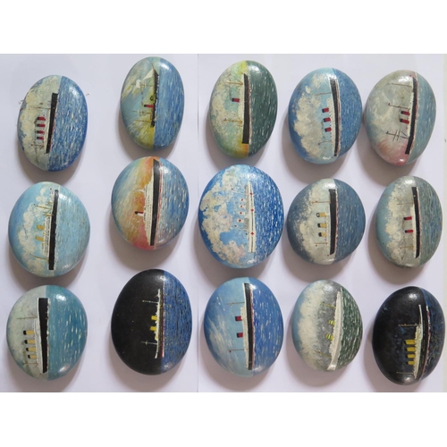 112 - A Collection of Ship Painted Pebbles