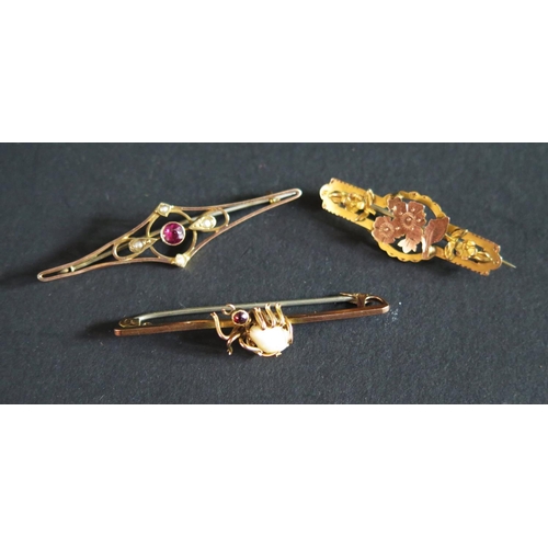 503 - Three 9ct Gold Brooches, largest 50mm, 5.7g.
Phone bid in 10x2