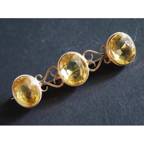 505 - A 9ct Gold and Citrine Brooch, 7.8g, 54mm