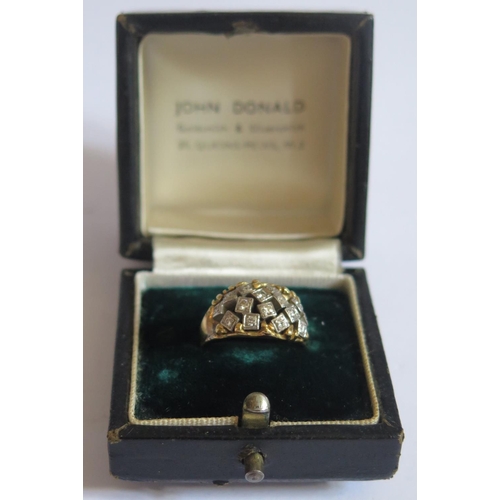 511 - A John Donald 18ct Yellow Gold and Diamond Dress Ring in original box, London 1965, size I.5, 6.8g. ... 