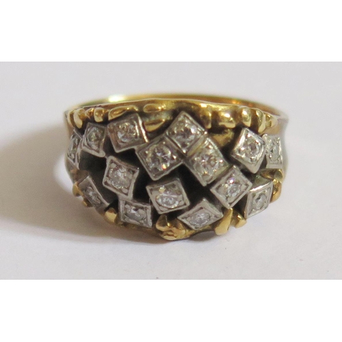 511 - A John Donald 18ct Yellow Gold and Diamond Dress Ring in original box, London 1965, size I.5, 6.8g. ... 