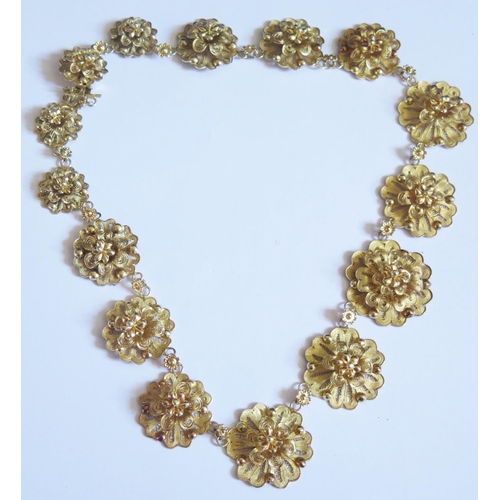 519 - An Unmarked Gilt Filigree Necklace, 44cm, 50g