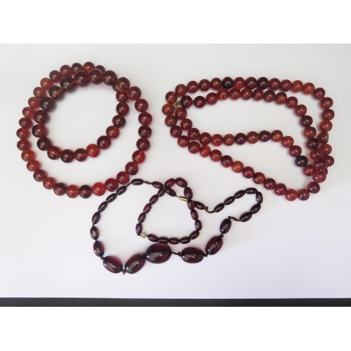 522A - Three Faux Amber Bead Necklaces