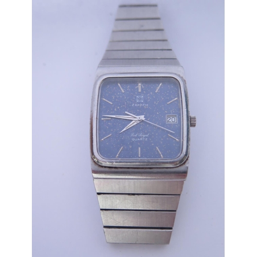 531 - A Zenith Port Royal Steel Cased Quartz Wristwatch, needs battery