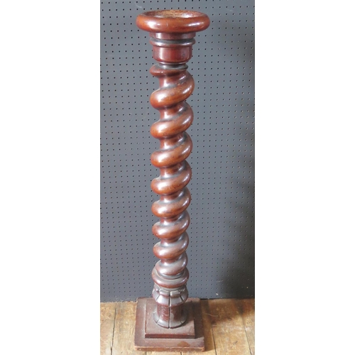 545 - A 19th Century Mahogany Barley Twist Newel Post, 105cm