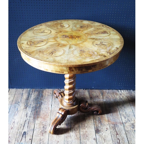 549 - A 19th Century Italian Sorrento Marquetry Occasional Table decorated with a central dancing scene su... 