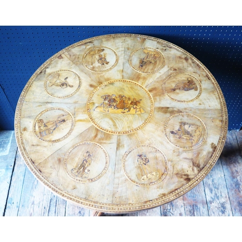 549 - A 19th Century Italian Sorrento Marquetry Occasional Table decorated with a central dancing scene su... 