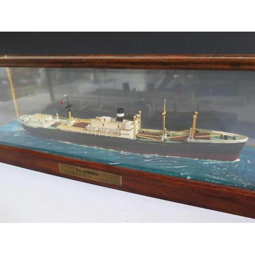 62 - S.S. LISMORNIA Donaldson Line _ Ship's model in a glazed case (63cm long) and one other in case (62.... 