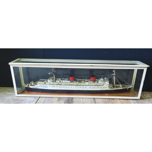 66 - R.M.S. QUEEN ELIZABETH _ CUNARD LINE _ Ship's Model built by F.J. Walker of Barr Common 1951, 25ft t... 