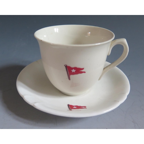 82 - A White Star Line Teacup and Saucer, label underneath says it is from 1958 film A Night to Remember ... 