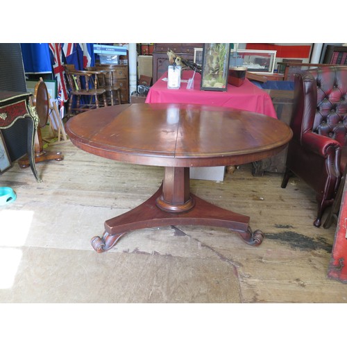 546A - A Victorian Mahogany Tilt Top Circular Dining Table with a tripod base and scroll/lion claw feet.
di... 