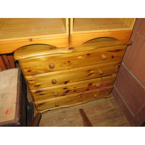 1042 - A Pine Chest of Drawers, bedside table and swivel toilet mirror