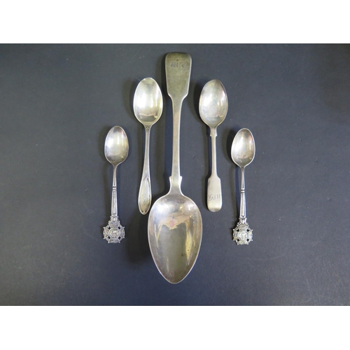 105 - A George IV Silver Serving Spoon (London I.H) and other odd silver flatware, 140g