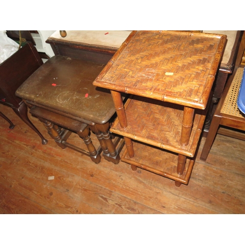 1050 - A Nest of Three Tables and bamboo occasional table