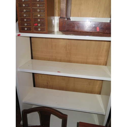 1068 - A Painted Bookcase and stool