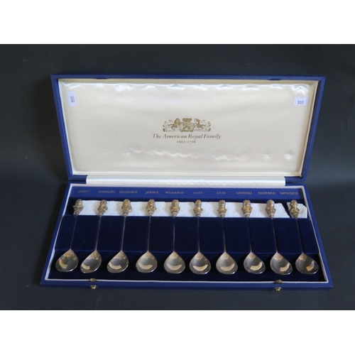 111 - The American Royal Family _  a cased set of ten silver collector's spoons by The Library of Imperial... 