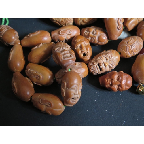 159 - Two Carved Japanese Ojime Bead Necklaces