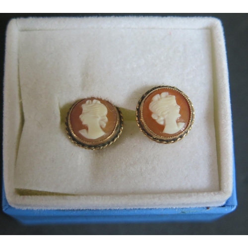 207 - A Pair of 9ct Gold Cameo Earrings, 1.9g