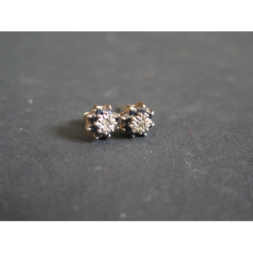 217 - A Pair of 9ct Gold, Sapphire and Diamond Earrings, 1.5g