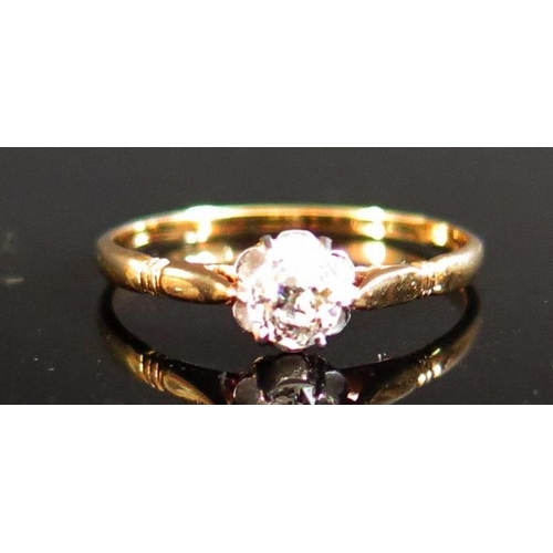 220D - An 18ct Gold Diamond Solitaire Ring, size M.5, 1.4g