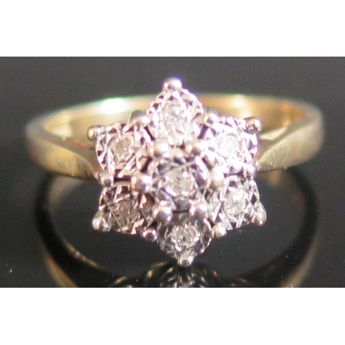 220E - A 9ct Gold and Diamond Cluster Ring, size Q.5, 4g