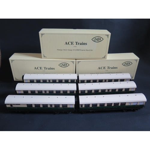 240 - An Ace Trains Vintage Style Gauge O Gresley LNER Tourist Stock Set Collection all electrically lit i... 