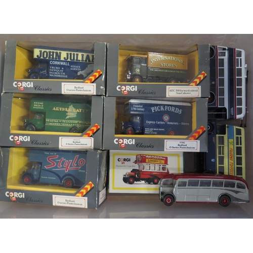 290 - A Collection of Corgi Vans and Buses, some boxed.