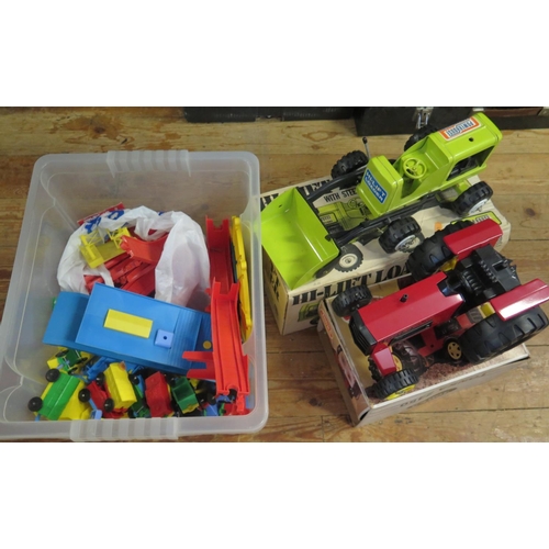 294 - A Marx Hi-Lift Loader and Tonka 2450 Tractor and plastic train set with accessories