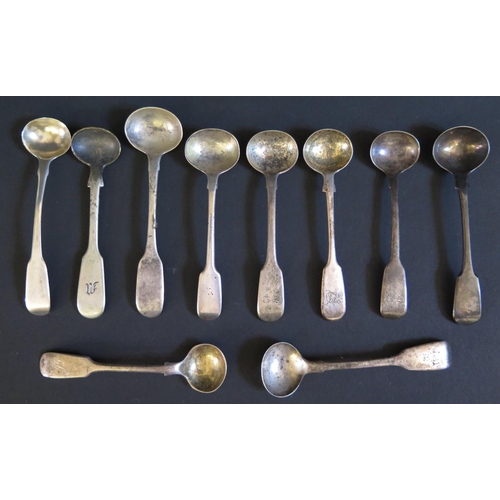 36 - Ten Georgian and later Sterling Silver Condiment Spoons, 119g