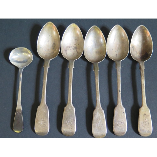 95 - A George III Silver Salt Spoon and five Victorian silver teaspoons, 114g