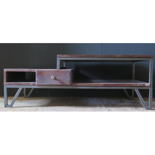 1084 - A New Harwood and Steel Framed Entertainment Unit (image form illustration purposes only)