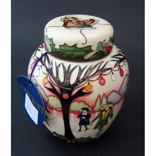 50 - A Modern Moorcroft Limited Edition Ginger Jar Decorated with Ice Skating Scene by Paul Hilditch 2008... 