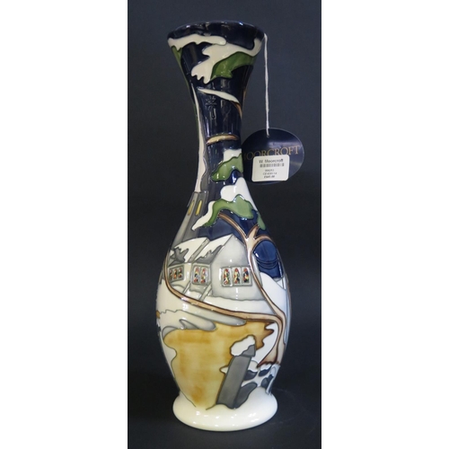 6 - A Modern Moorcroft Limited Edition Vase decorated with a Snowy Winter Church Scene by Kerry Goodwin ... 