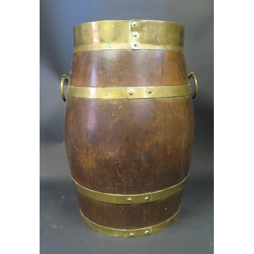 753 - A Coopered Oak Barrel, 43.5cm high