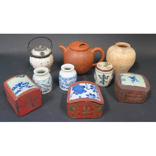 761 - A Collection of Chinese Ceramics including terracotta teapot