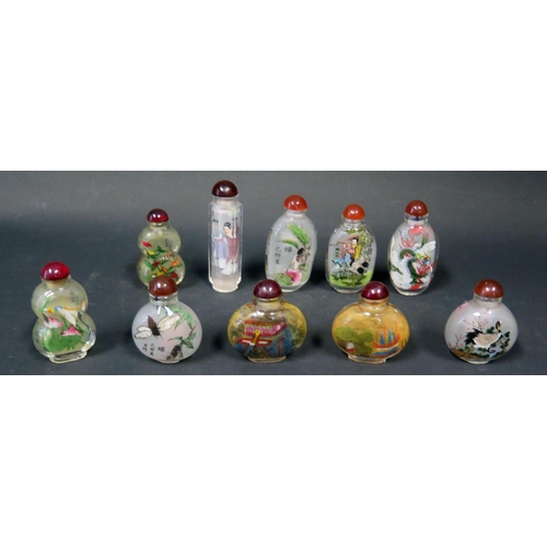 765 - A Collection of Modern Chinese Reverse Painted Snuff Bottles