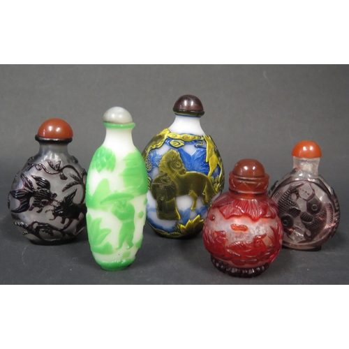 766 - A Collection of Modern Chinese Cameo Glass Scent Bottles