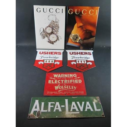 769B - Two USHERS (21.5x20.5cm) and ALFA-LAVAL Enamel Signs and others