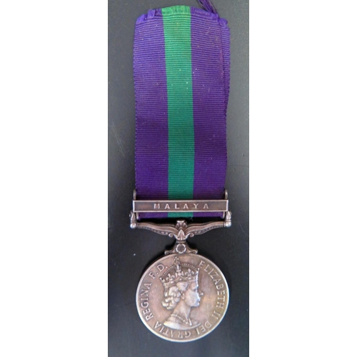 780 - A General Service Medal with Malaya bar awarded to 22666195 PTE. R. BLEWITT. A.C.C.